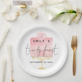 Trendy Pink Cake Script Name 21st Birthday Party Papieren Bordje