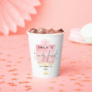 Trendy Pink Cake Script Name Bedankt 21st Birthday Papieren Bekers
