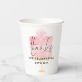 Trendy Pink Cake Script Name Bedankt 21st Birthday Papieren Bekers (Achterkant)