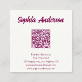 Trendy Pink Checkerboard with QR Code Vierkante Visitekaartje (Achterkant)