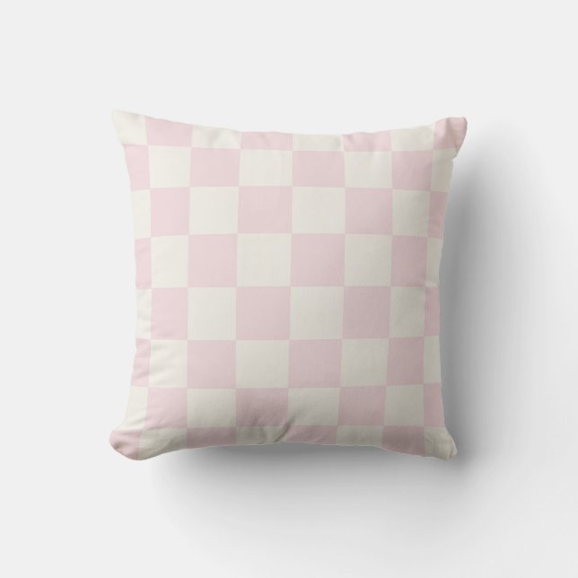 Trendy Pink Checkered Pattern Buitenkussen (Voorkant)