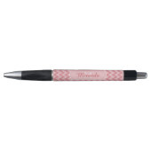 Trendy Pink Chevron Zigzag Name en Monogram Pen (Voorkant)