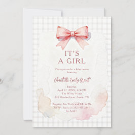 Trendy Pink Coquette Bow Girl Baby Shower LPM26 Kaart