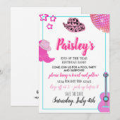 Trendy Pink Cowgirl Uitnodiging (Voorkant / Achterkant)