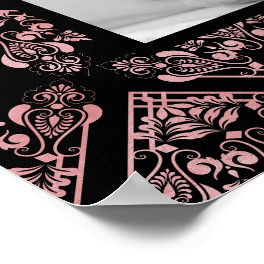 Trendy Pink Damask Custom Photo Funeral Loved Ées Poster (Hoek)