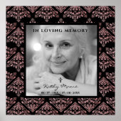 Trendy Pink Damask Custom Photo Funeral Loved Ées Poster (Voorkant)