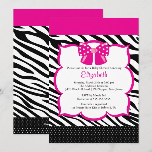 Trendy PInk de Uitnodiging van het Baby shower van (Voorkant / Achterkant)