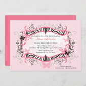 Trendy PInk de Uitnodiging van het Baby shower van (Voorkant / Achterkant)