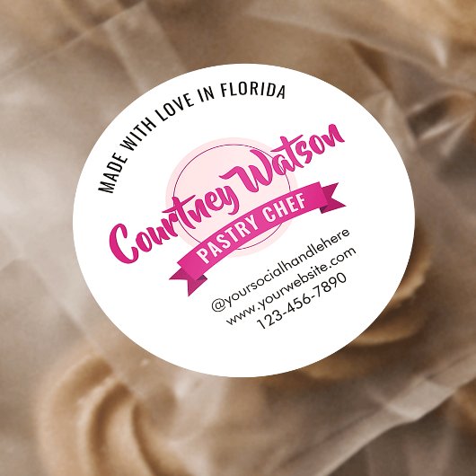 Trendy Pink Desserts Cake Bakery Pastry Chef Ronde Sticker