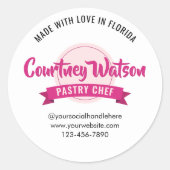 Trendy Pink Desserts Cake Bakery Pastry Chef Ronde Sticker (Voorkant)
