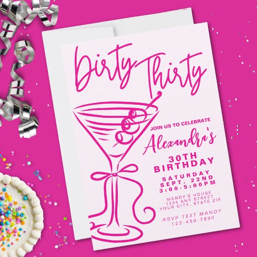 Trendy Pink Dirty 30ste Verjaardag Kaart