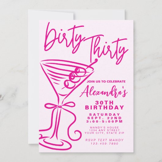 Trendy Pink Dirty 30ste Verjaardag Kaart (Voorkant)