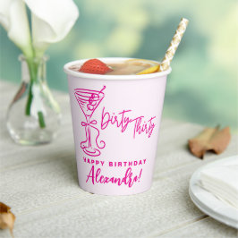 Trendy Pink Dirty Thirty 30th Birthday Napkins Papieren Bekers