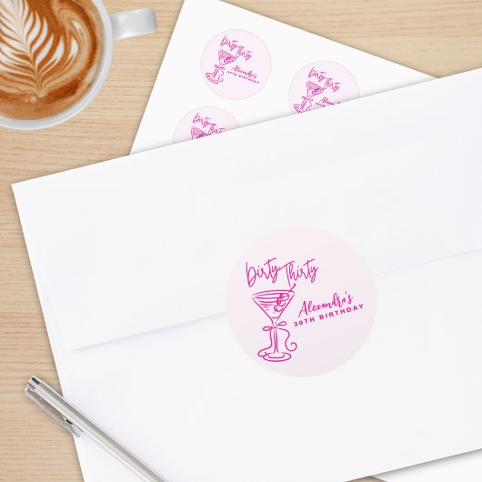 Trendy Pink Dirty Thirty 30th Birthday Ronde Sticker