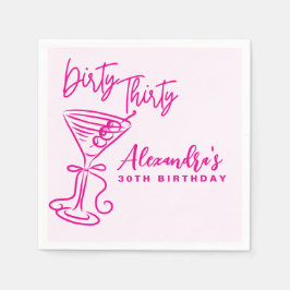 Trendy Pink Dirty Thirty 30th Birthday Servet