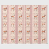 Trendy Pink Doe-patterned Christmas Cadeaupapier (Vlak)