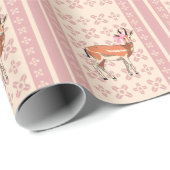 Trendy Pink Doe-patterned Christmas Cadeaupapier (Rol Hoek)