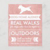 Trendy Pink Dog Silhouette Dog Walker Flyer (Voorkant)