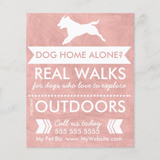Trendy Pink Dog Silhouette Dog Walker Flyer (Voorkant)