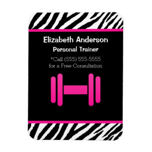 Trendy Pink en Black Dumbbell Personal Trainer Magneet