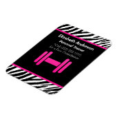 Trendy Pink en Black Dumbbell Personal Trainer Magneet (Linkerzijde)