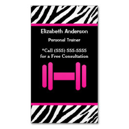 Trendy Pink en Black Dumbbell Personal Trainer Magnetisch Visitekaartje