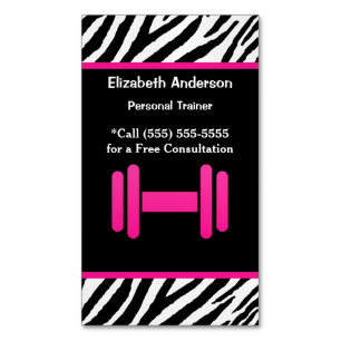 Trendy Pink en Black Dumbbell Personal Trainer Magnetisch Visitekaartje