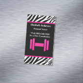 Trendy Pink en Black Dumbbell Personal Trainer Magnetisch Visitekaartje (Voorbeeld)