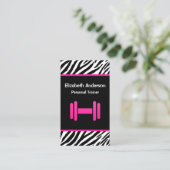 Trendy Pink en Black Dumbbell Personal Trainer Visitekaartje (Staand voorkant)