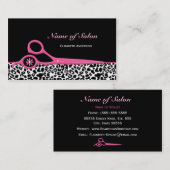 Trendy Pink en Black Leopard Hair Salon Scissors Visitekaartje (Voorkant / Achterkant)