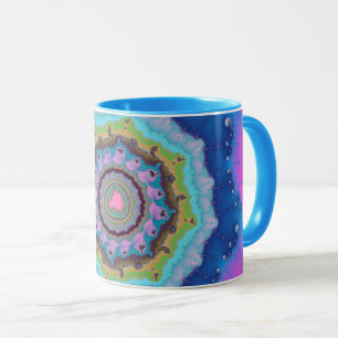Trendy Pink en Blue Fractal Mok