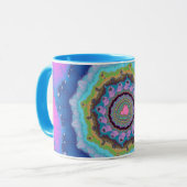 Trendy Pink en Blue Fractal Mok (Voorkant links)