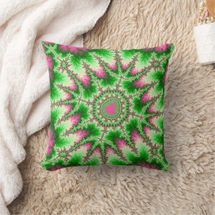Trendy Pink en Green Fractal Kussen