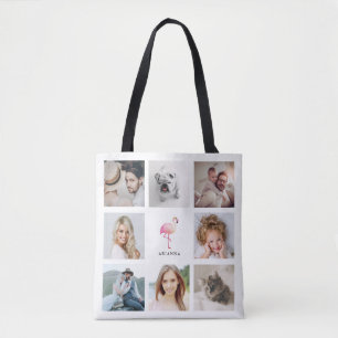 Trendy Pink Flamingo Fotocollage Tote Bag