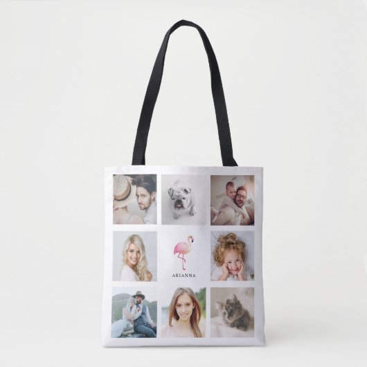 Trendy Pink Flamingo | Fotocollage Tote Bag (Voorkant)