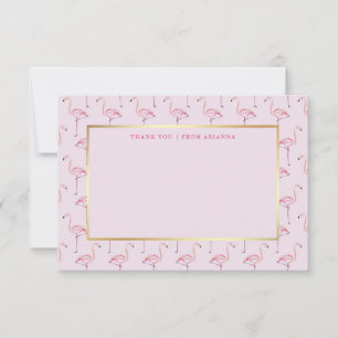 Trendy Pink Flamingos en Faux Gold Bedankkaart