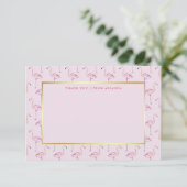 Trendy Pink Flamingos en Faux Gold Bedankkaart (Staand voorkant)