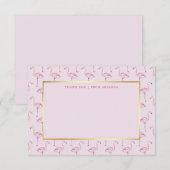 Trendy Pink Flamingos en Faux Gold Bedankkaart (Voorkant / Achterkant)
