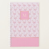 Trendy Pink Flamingos en Stippen met monogram Planner (Voorkant)