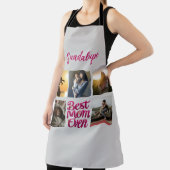 Trendy Pink Floral 5 Fotocollage en naam Schort (Insitu)