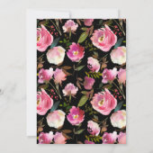 Trendy Pink Floral Gold Glitter Graduation Party Kaart (Achterkant)