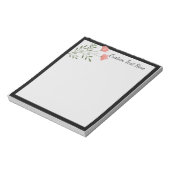Trendy Pink Floral Roos Flower Black Border Notitieblok (Linkerzijde)