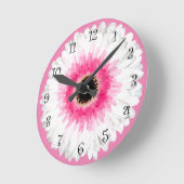  "Trendy Pink Flower Wall Declokken" Ronde Klok (Hoek)