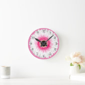  "Trendy Pink Flower Wall Declokken" Ronde Klok (Huis)