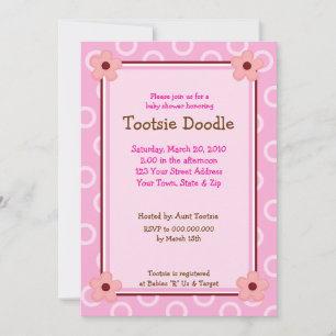 Trendy Pink Flowers 5x7 Baby shower Uitnodiging