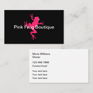 Trendy Pink Frog Mode Boutique Visitekaartjes