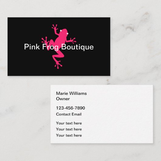 Trendy Pink Frog Mode Boutique Visitekaartjes (Voorkant / Achterkant)