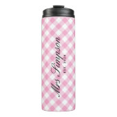 Trendy Pink Gingham Bride to be Gift Tumbler Thermosbeker (Voorkant)