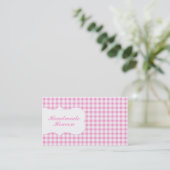 Trendy Pink Gingham Visitekaartje (Staand voorkant)