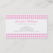 Trendy Pink Gingham Visitekaartje (Achterkant)